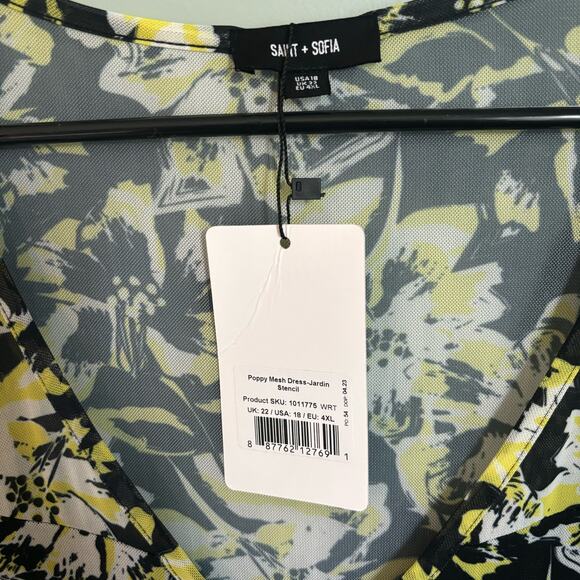 Saint + Sofia Poppy Mesh Midi V Neck Dress NWT - Picture 5 of 6
